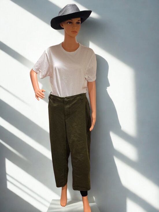 Old Navy Pants - Old Navy High-Waisted OGC Chino Pants XL Olive Green Straight Leg Cropped